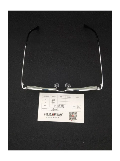 1.9超薄玻璃镜片 R:-1000 L:-1000 PD:64 镜框：28041（53-18）