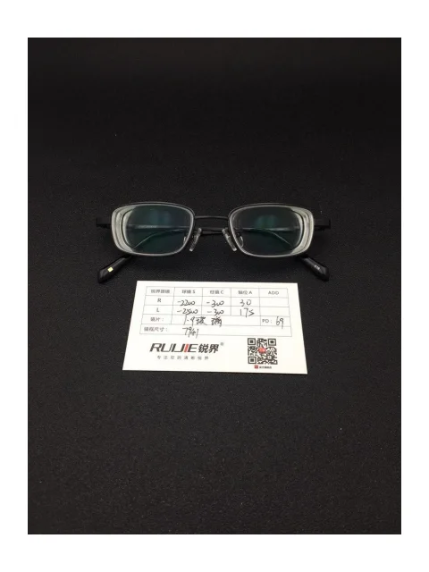1.9超薄玻璃镜片 R:-2200/-300 L:-2500/-300 PD:69 镜框：7941（47-19）