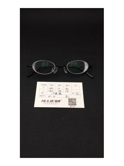 1.9超薄玻璃镜片 R:-2050/-100 L:--1800/-150 PD:63镜框：6911（47-22）