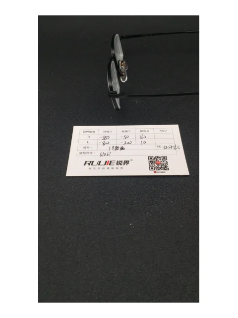 1.9超薄玻璃镜片 R:-850/-50 L:-800/-200 PD:64镜框：61061