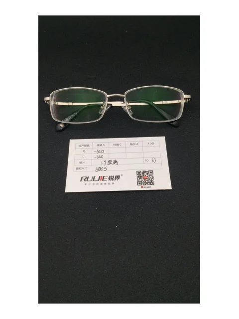 1.9超薄玻璃镜片 R:-1000 L:-1000 PD:63镜框：5805