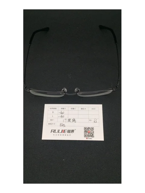 1.7玻璃镜片 R:-400 L:-400 PD:65镜框：8325