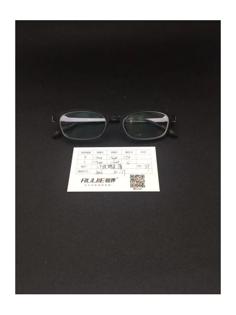 1.9超薄美薄玻璃镜片 R:-1000/-500 L:-1200/-600 PD:59 镜框：18106（50-17）